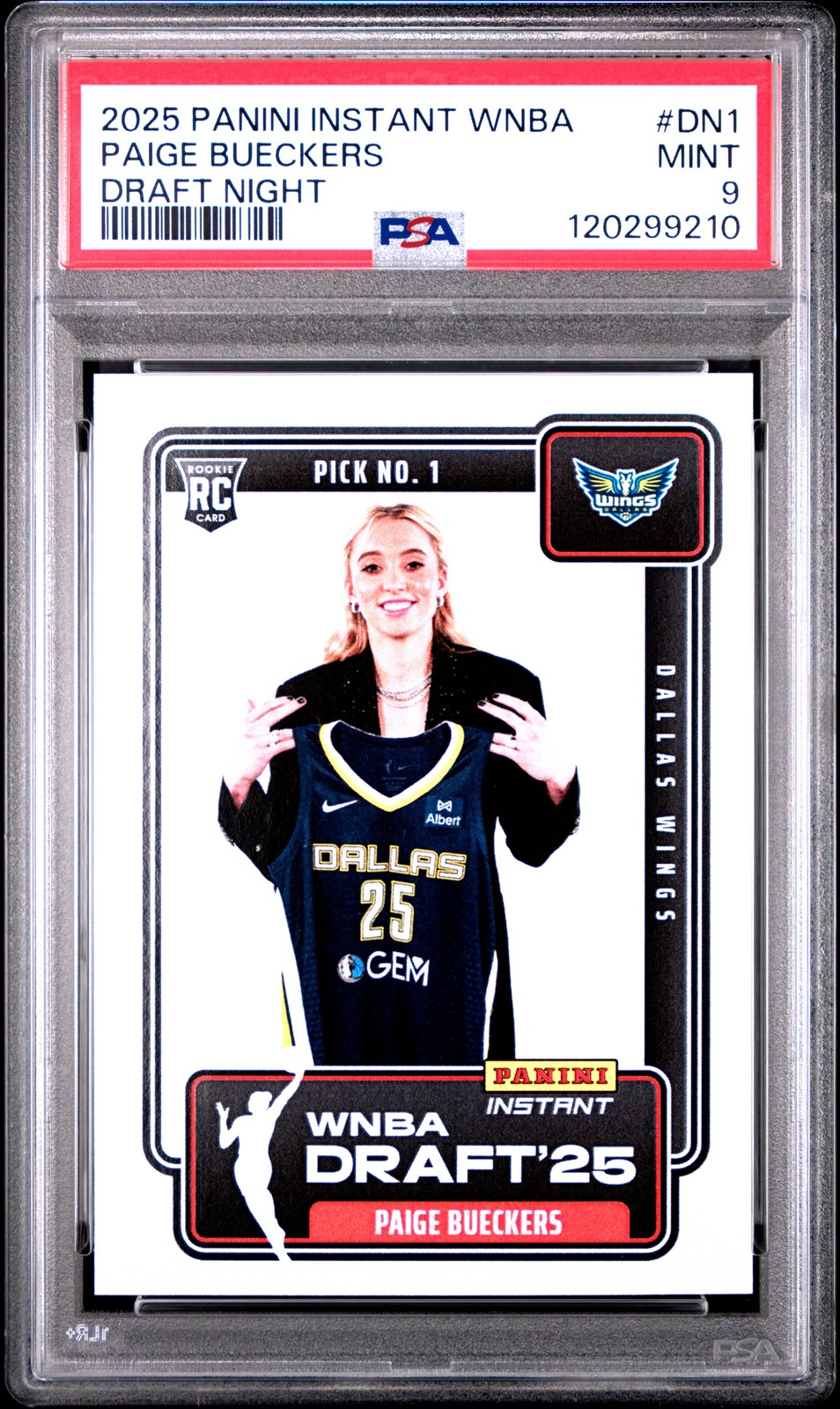 2025 PANINI INSTANT WNBA DRAFT NIGHT #DN1 PAIGE BUECKERS PSA 9
