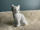 Vintage Unmarked Milk Glass Cat Hand Painted Artist Signed Purple Floral 3 1/2”T