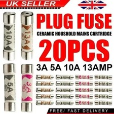 20x Mixed Mains Ceramic Fuse Domestic Fuses 3a 5a 10a 13a Plug Top Household UK