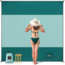 Compact Sand-Free Beach Mat 2m x2m Water-Resistant Outdoor Blanket Quick-Dry