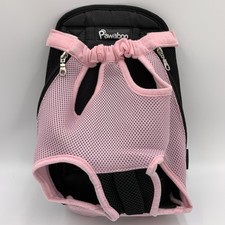 Pawaboo Pet Front Dog Cat Backpack Adjustable Breathable Mesh Black/Pink Medium