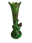 Rare Antique Weller Pottery Coppertone 9" Frog Trumpet Bud Vase, REDUCED TO SELL