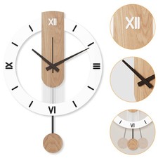 Wanduhr Holz mit Pendel Wanduhr Ohne Tickgeräusche Roman Numerals Lautlos Uhr