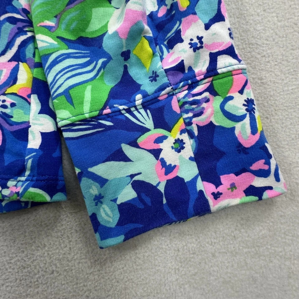 Sudadera Pullover Lilly Pulitzer Mujer XL Azul Floral Melena Popover Top Foto 3 de 4