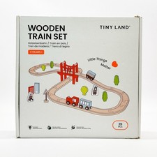 Tiny Land Wooden Train Set Toddler - 39 Pcs- Complete Set Open Box