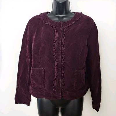 Sandro Women s M Burgundy Corduroy Jacket Snap Button