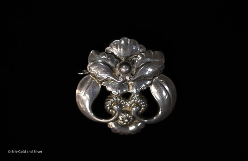 Georg Jensen Sterling Silver Orchid Flower Pin Brooch #97