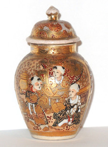 Meiji Edo Era Japan Satsuma Chaki Tea Caddy Japanese Tea Ceremony ~ SIGNED TWICE