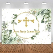 7x5FT First Holy Communion God Bless The Lvye Flowers Baptism Party Backdrop ...