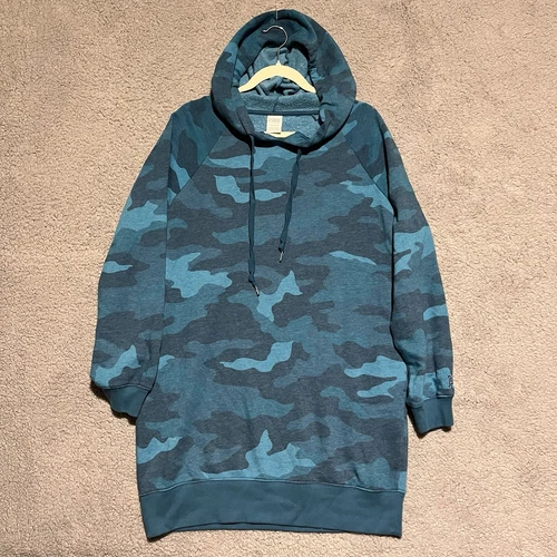 UNDERCOVER Victoria Secret ROSA donna piccolo pullover tunica abito cappuccio tasche blu mimetico