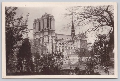1937 Notre-Dame de Paris Yvon Real Photo Postcard French Gothic Architecture