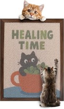 Decorative Wall Art Cat Scratcher, BC Grade Cardboard Framed 13"x17" Dust-Free