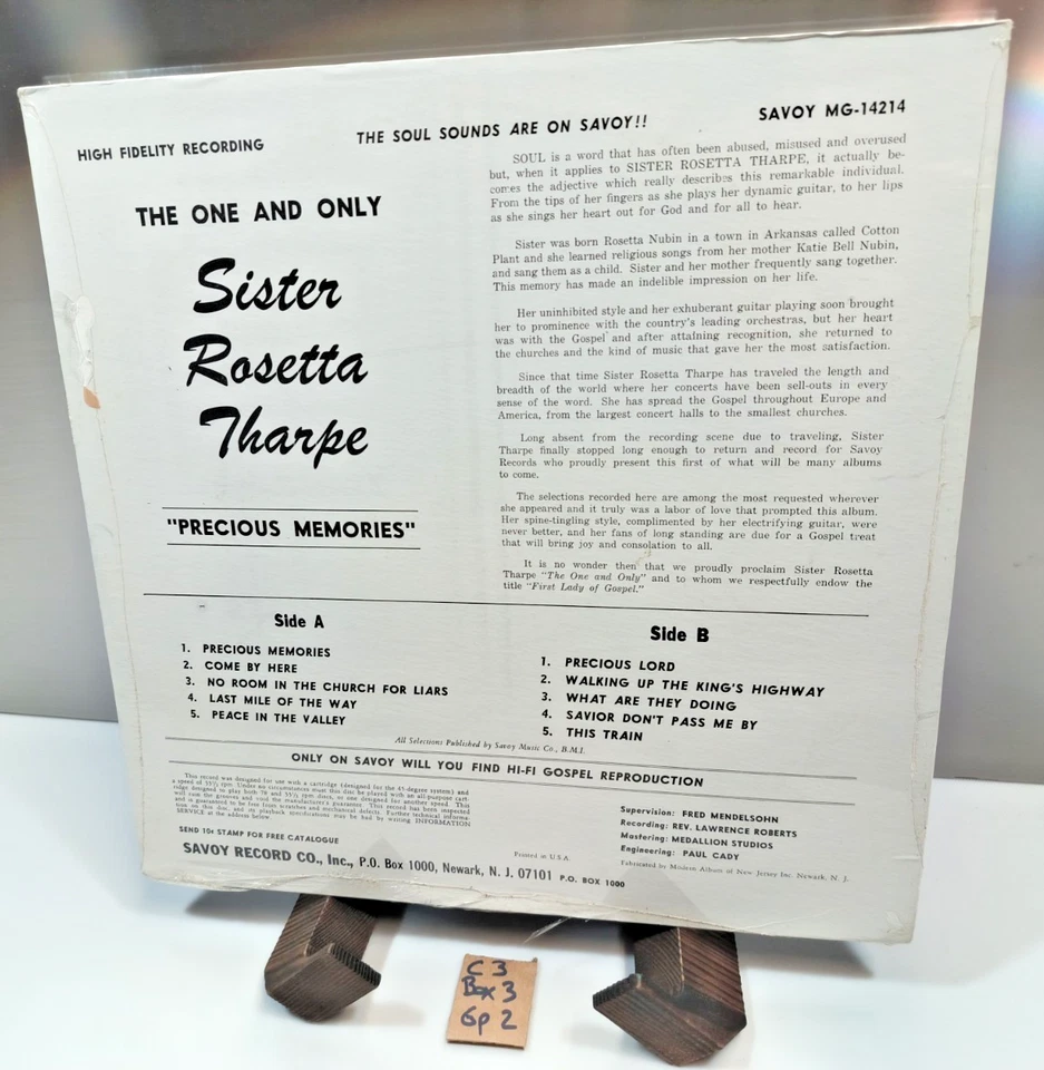 NEW SEALED Sister Rosetta Tharpe "Precious Memories" LP 1968 Savoy MG-14214 Mono - Image 2 of 2