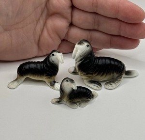 Vintage MCM Bone China Walrus Figurine Collectible Miniature Animal Trinkets Lot