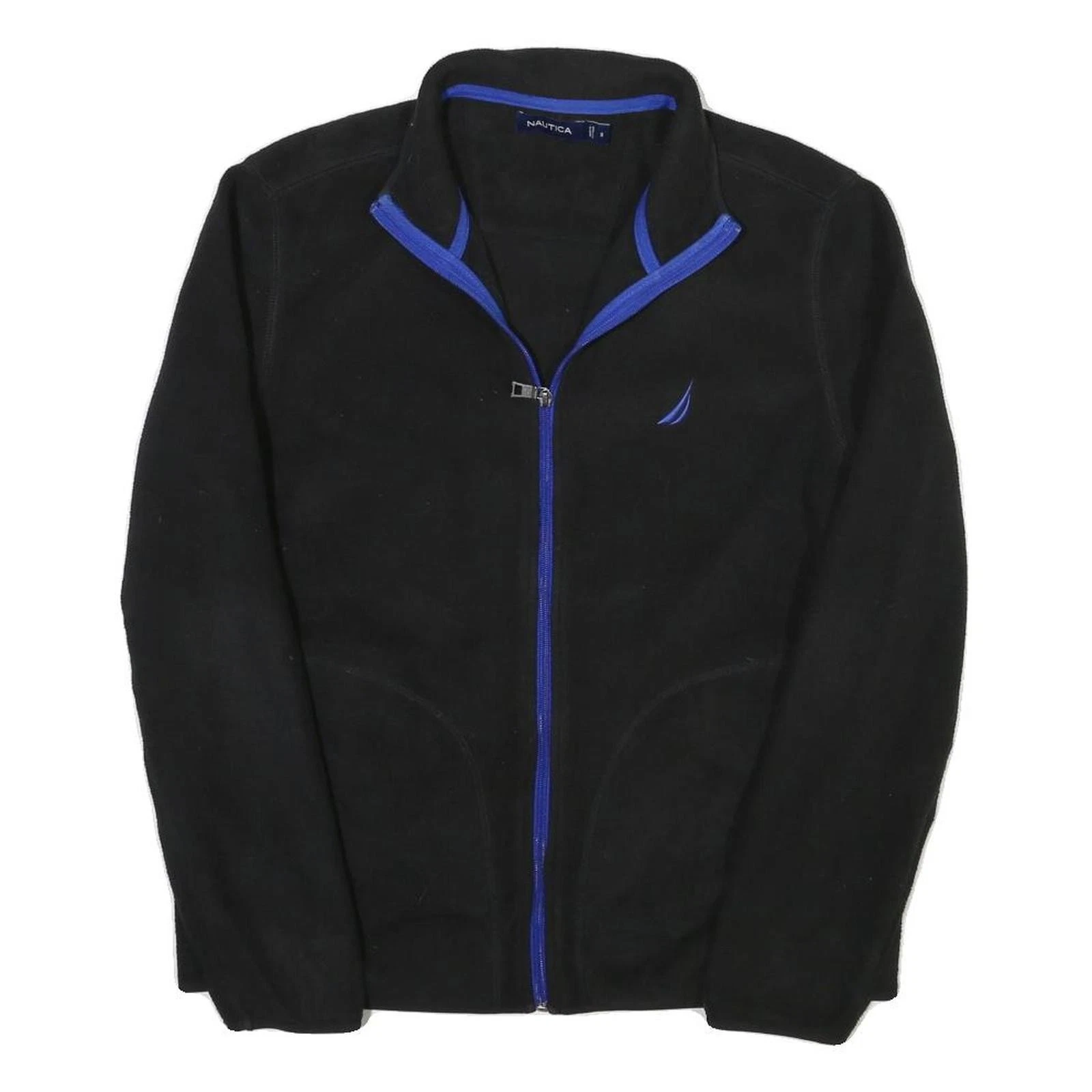 NAUTICA Mens Black & Blue Jacket S Polyester Blend Plain Zip Up Casual