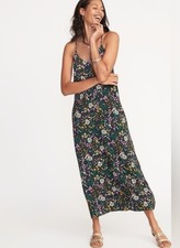 Old Navy Sundress Summer dress Floral Maxi Spaghetti Strap Dark Print Size M