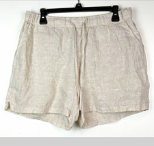Caslon Women's 100 Linen Pull-On Shorts Beige Sz M Relaxed Nautral Pockets