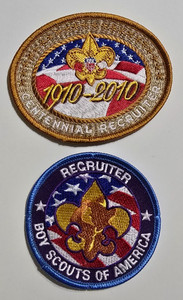 Boy Scouts of America Recruiter Patch Set | 1 Round Blue & 1 Oval Tan | NEW