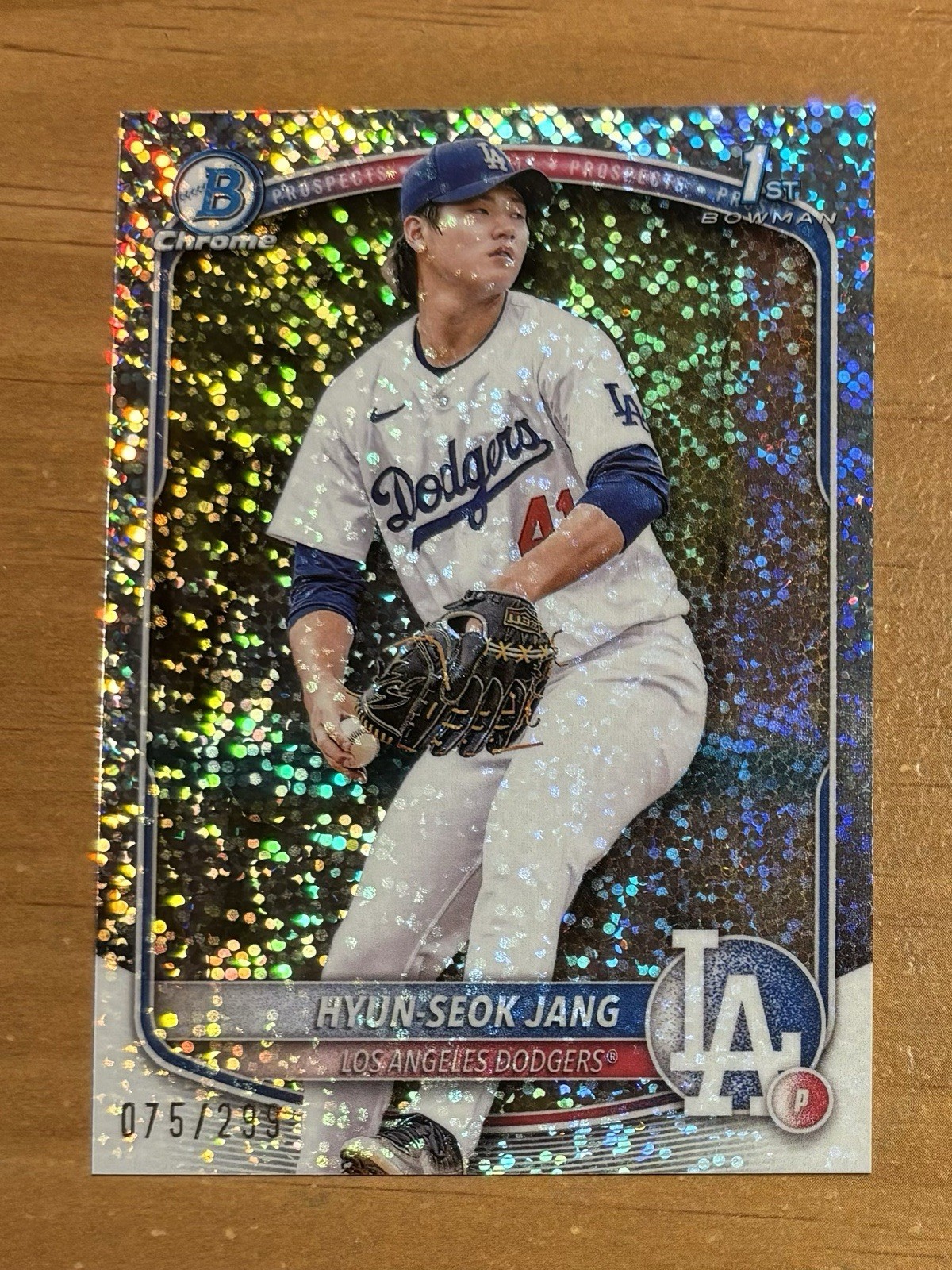 2025 Bowman Chrome 1st Hyun-Seok Jang Speckle Refractor #075/299 Dodgers RC SP