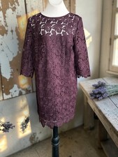 LOFT Soft Fig Red Floral Embroidered Lace Eyelet Scalloped Hem Mini Sheath Dress
