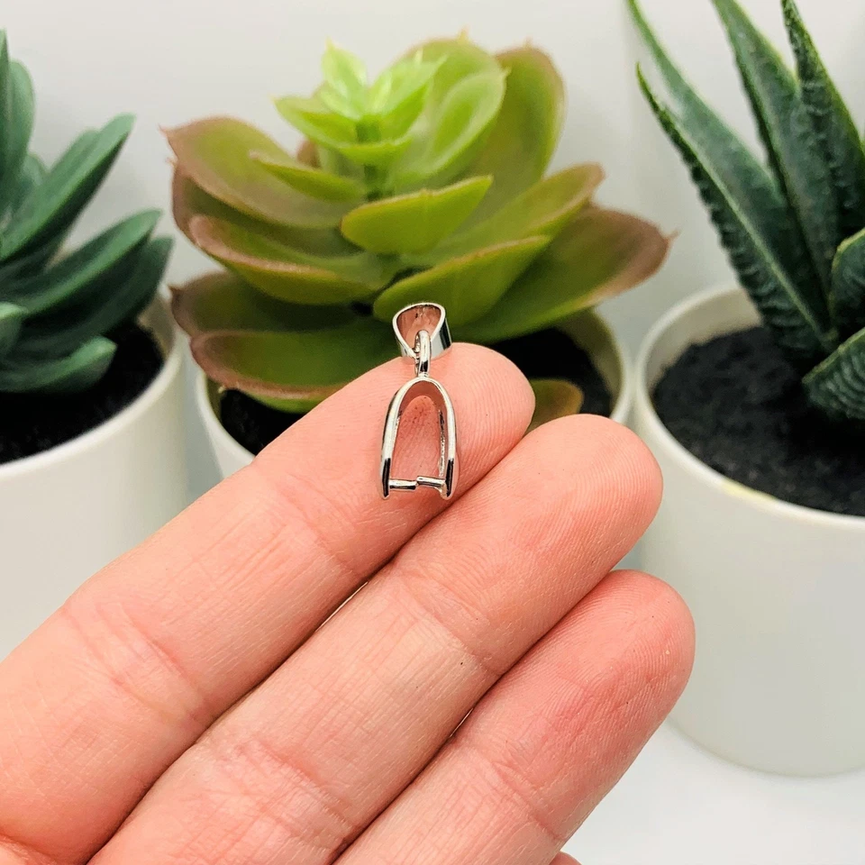 Fianzas colgantes de joyería de pellizco de plata, 7x14 mm - Vendedor de EE. UU. Foto 3 de 4