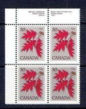 CANADA - 1978 RED OAK DEFINITIVE - UPPER LEFT PB - SCOTT 720 - MNH