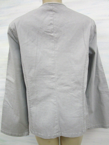 DIANE GILMAN GRAY PYRAMID STUDDED DENIM LONG SLEEVE JACKET SIZE L - NWT - Picture 7 of 8