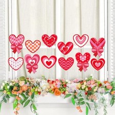 12 Pack Valentine  s Day Heart Shape Planter Stakes Outdoor Signs