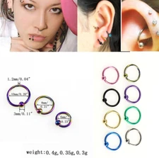 2pc Stainless Steel Ball Captive Bead Ring Nose Ring Earrings Labret Septum