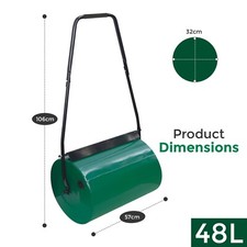 46L Lawn Roller | Manual Metal Grass Roller Water Sand Filled Gardening