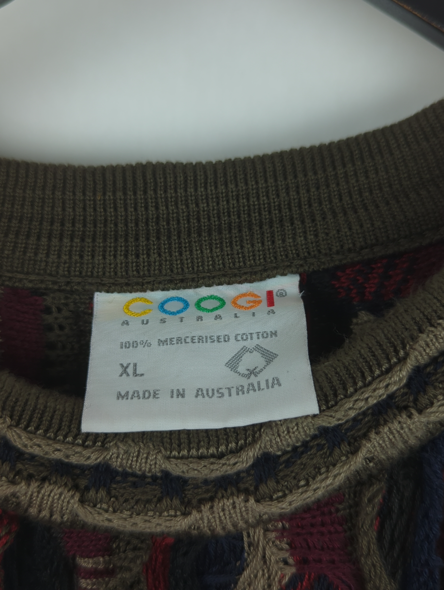 VINTAGE RARE COOGI Men's Sz XL Knit Stripe Sweater Green Red VINTAGE RARE COOGI Men's Sz XL Knit Stripe Sweater Green Red