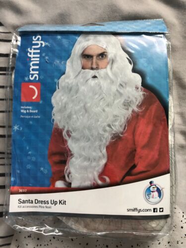 Parrucca lunga Babbo Natale con barba kit travestimento adulto accessorio costume natale - Foto 14 di 17