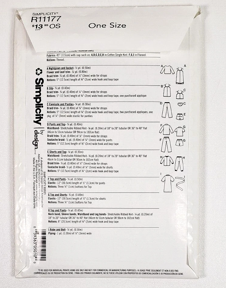 New/Uncut R11177 Simplicity Pattern Elaine Heigl Clothes For 18" Fashion Doll - Image 2 of 2