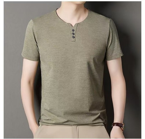 Summer Thin Men's Solid Color Half Sleeved T-shirt Casual Top Short Sleeved - Picture 8 of 17