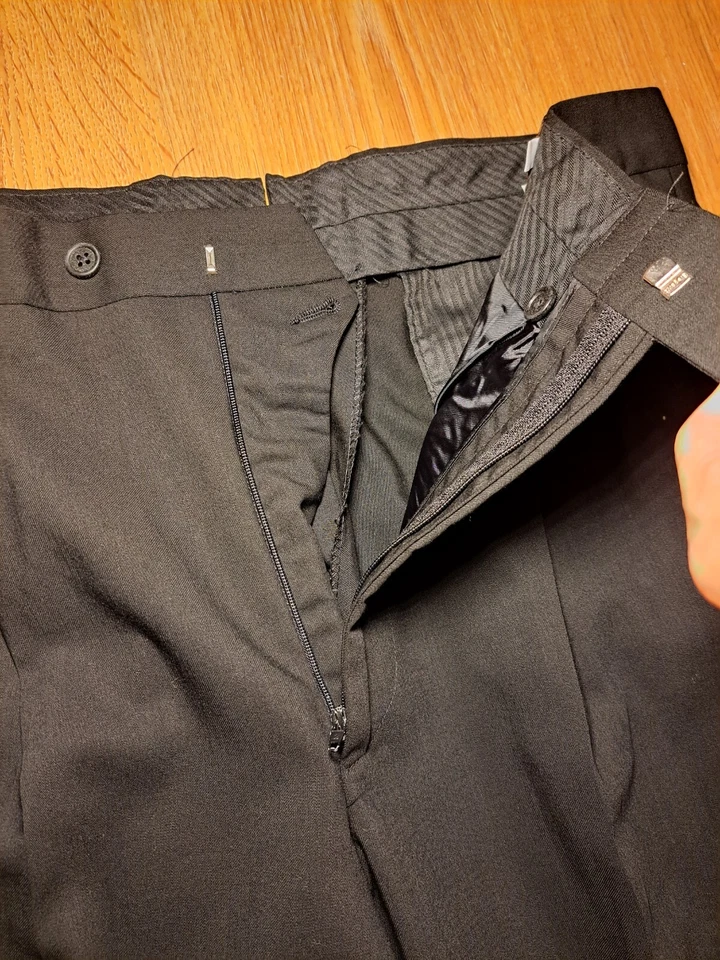 Linea Naturale Dress Pants Mens 34x26 Black Wool Made in Italy Slacks Trousers - Image 4 of 4