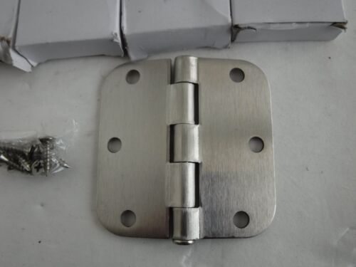 (24) Satin Nickel 3.5"X 3.5" with 5/8" Radius Round Corner Door Hinges W/Screws - Picture 3 of 5