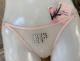 Agent Provocateur logo crystal thong S M sheer nude Carllina G String