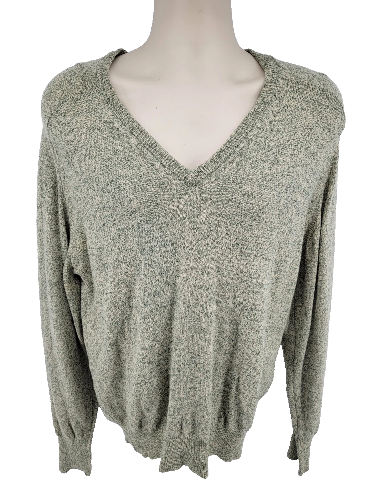 Vintage Puritan Aquaknit Wool Sweater Men's L Green V-Neck USA 100% Lambswool