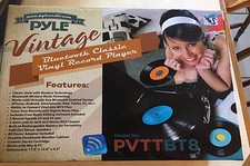 NEW Pyle Vintage Bluetooth Classic Vinyl Record Player - Black
