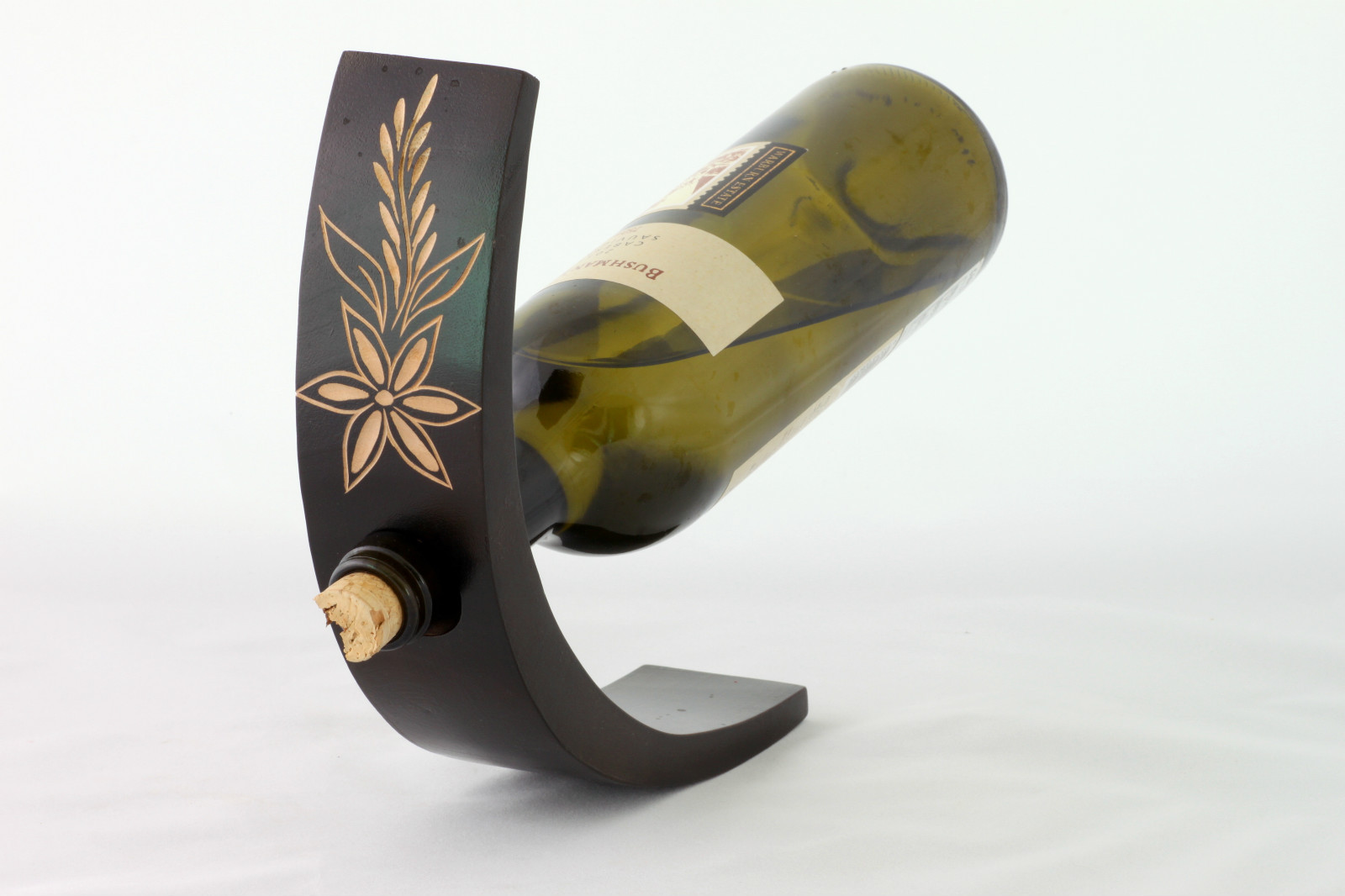Wooden Balancing Wine Bottle Holder Lacquered Handmade Novelty Xmas