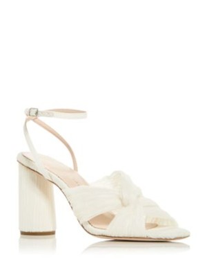 LOEFFLER RANDALL Womens Ivory Pleated Reed Toe Sculpted Heel Heeled Sandal 7.5 B