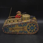 Marx Doughboy Tank 10" Tin Litho Wind Up Pop Up Toy Works