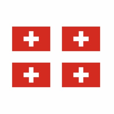 Set 4 x Schweizer Flagge Bügelbild Siebdruck Transfers für Stoffe Schweiz