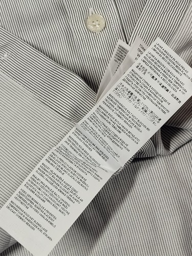 Authentic Gianni Versace Dress Shirt Men 17.5 Striped Formal Button Preppy White - Picture 15 of 16