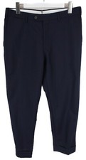 SUITSUPPLY Brescia Turn-Up Int. Trousers Men's UK 38 / W33 Wool Pleated Zip Navy