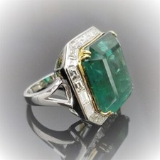 Eleganter grüner Damen Ring mit Cubic Zirkonia Steinen Größe 62