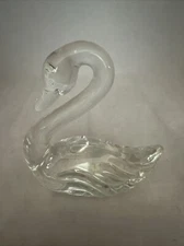 Vintage Fenton Clear Glass Swan Paperweight Figure
