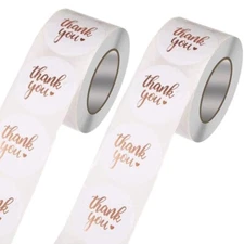 1000Pcs 1.5 Inch Thank You Stickers Font Rose Gold Foil Lables For Greeting Card