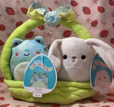NEW Squishmallow Easter Basket Ferdie and Valetina 5  BNWT 2022 Spring