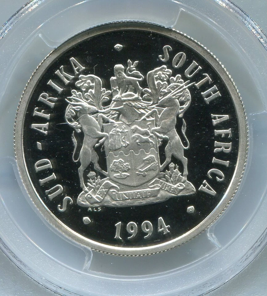 Серебряная монета инаугурации президента Манделы PCGS PR68DC Южная Африка 1994 R1 - Изображение 4 из 4
